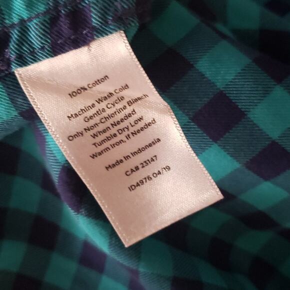 Talbots Button Down Shirt Long Sleeve Collared 100% Cotton Plaid Blue Green XL - Picture 9 of 9